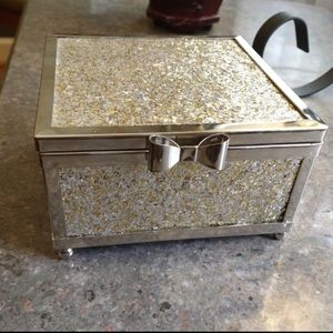 Rachel Zoe silver sparkle box with a silver bow